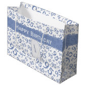 Cadeau Label Birthday 95 Random Number Pattern Blu Groot Cadeauzakje (Voorkant Gekanteld)