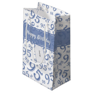 Cadeau Label Birthday 95 Random Number Pattern Blu Klein Cadeauzakje