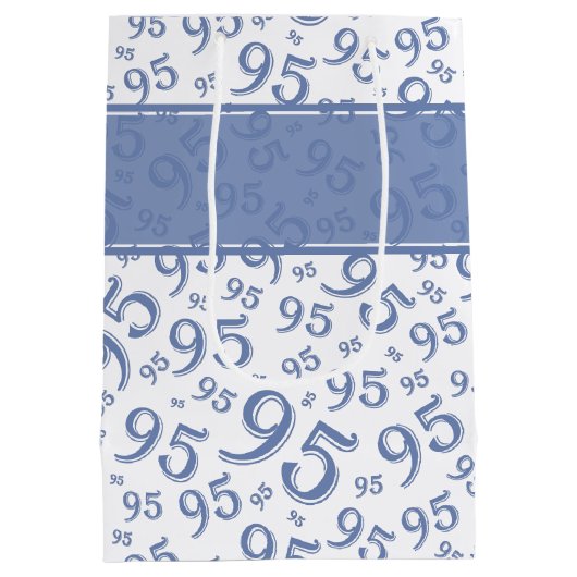 Cadeau Label Birthday 95 Random Number Pattern Blu Medium Cadeauzakje (Achterkant)