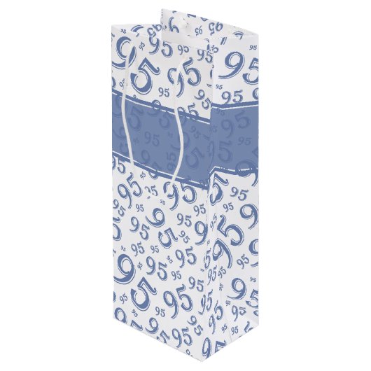 Cadeau Label Birthday 95 Random Number Pattern Blu Wijn Cadeautas (Achterkant Gekanteld)
