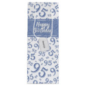 Cadeau Label Birthday 95 Random Number Pattern Blu Wijn Cadeautas (Voorkant)