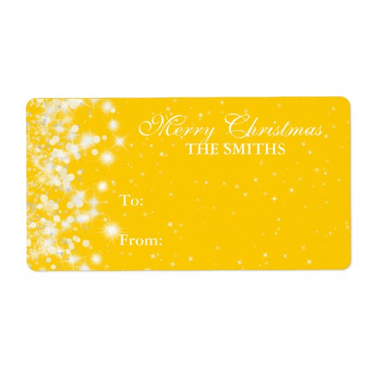 Cadeau Label Elegant Winter Sparkle Yellow (Voorkant)