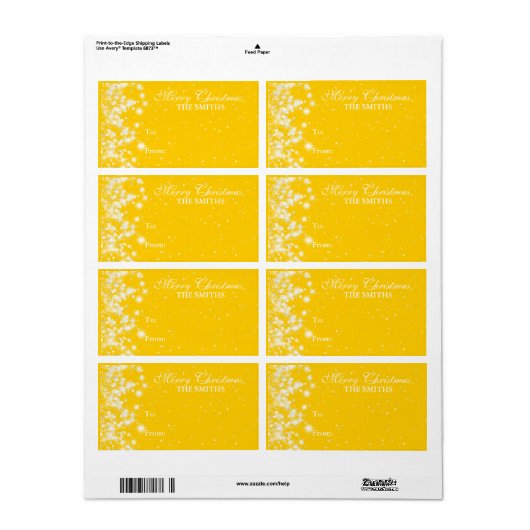Cadeau Label Elegant Winter Sparkle Yellow (Full Sheet)