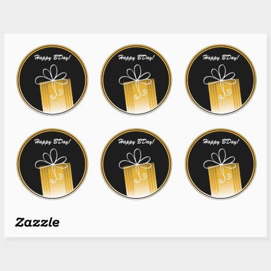 Cadeau Label Happy Birthday Sticker (Vel)