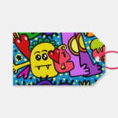 Cadeau Label HAPPY MONSTER DOODLE CRITTER Cadeaulabel (Voorkant (Horizontaal))