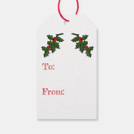 Cadeau Label - Holly Leaves and Berries Cadeaulabel