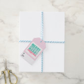 Cadeau label in Mint + Roze Vrolijk Kerstfeest, ge Cadeaulabel (Met Touw)