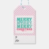 Cadeau label in Mint + Roze Vrolijk Kerstfeest, ge Cadeaulabel (Voorkant)