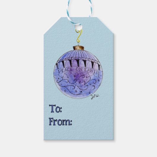 Cadeau Label - Ink Drawn Christmas Orb Cadeaulabel (Voorkant)