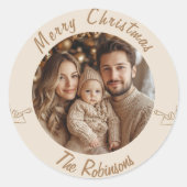 cadeau label, kerstcadeau label, vakantie cadeau l ronde sticker (Voorkant)