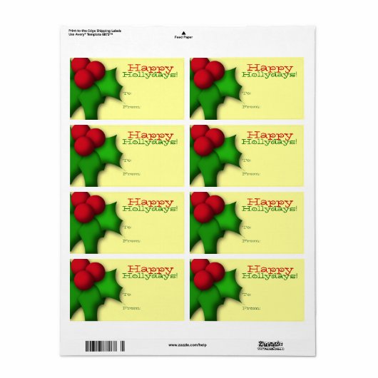 Cadeau Label label Sjabloon naar/van Mistletoe Hol (Full Sheet)