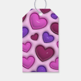 Cadeau Label met 3D glanzende harten Cadeaulabel
