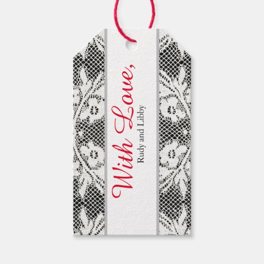 Cadeau-Label MET ANTIEK LACE-NAAM VERLATEN Cadeaulabel (Voorkant)