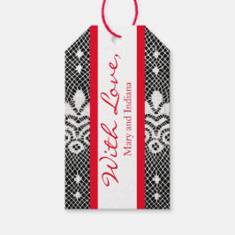 Cadeau-Label MET VERLIES ANTIEK LACE NAAM DOUANE Cadeaulabel