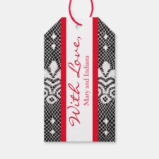 Cadeau-Label MET VERLIES ANTIEK LACE NAAM DOUANE Cadeaulabel (Voorkant)