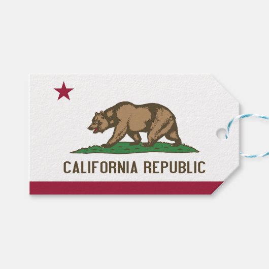 Cadeau Label met vlag van Californië staat, USA Cadeaulabel (Voorkant (Horizontaal))