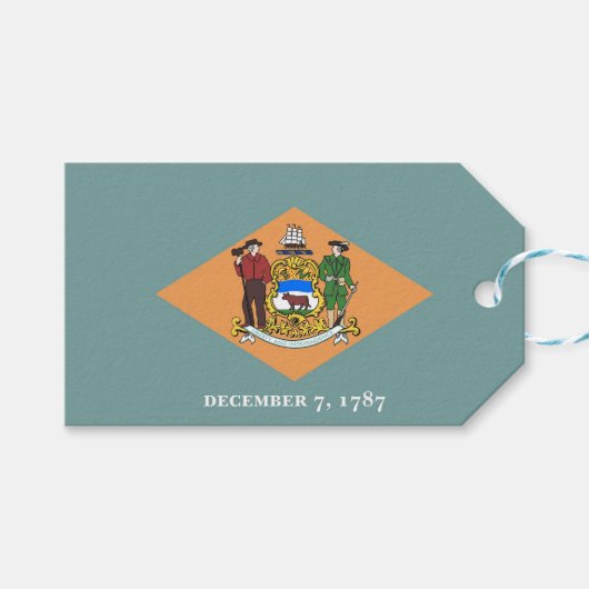 Cadeau Label met vlag van Delaware State, Verenigd Cadeaulabel (Voorkant (Horizontaal))