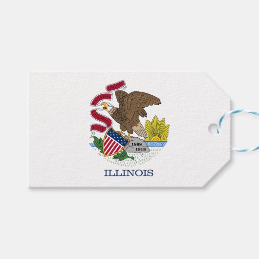 Cadeau Label met vlag van Illinois State, Verenigd Cadeaulabel (Voorkant (Horizontaal))