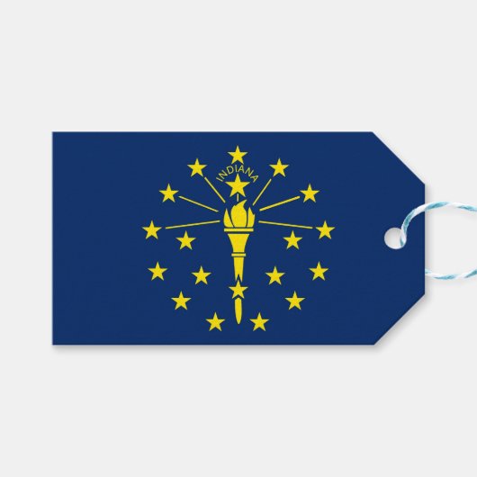 Cadeau Label met vlag van Indiana State, Verenigde Cadeaulabel (Voorkant (Horizontaal))
