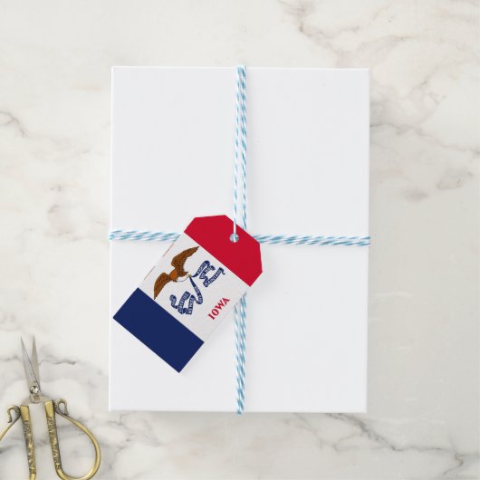Cadeau Label met vlag van Iowa State, Verenigde St Cadeaulabel (Met Touw)