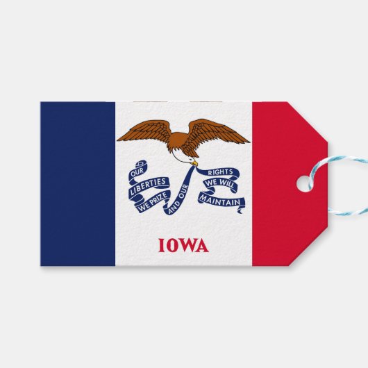 Cadeau Label met vlag van Iowa State, Verenigde St Cadeaulabel (Voorkant (Horizontaal))
