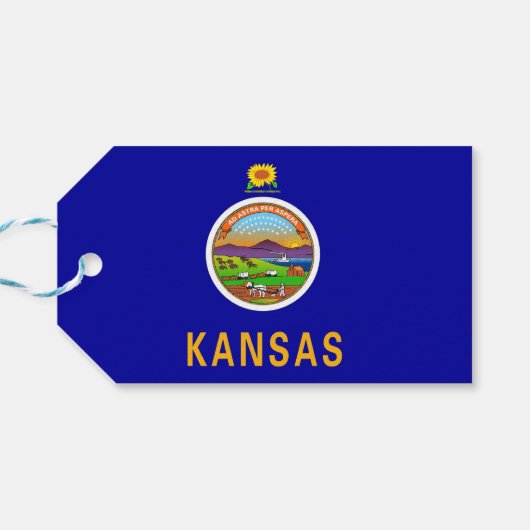 Cadeau Label met vlag van Kansas State, Verenigde  Cadeaulabel (Achterkant Horizontaal)