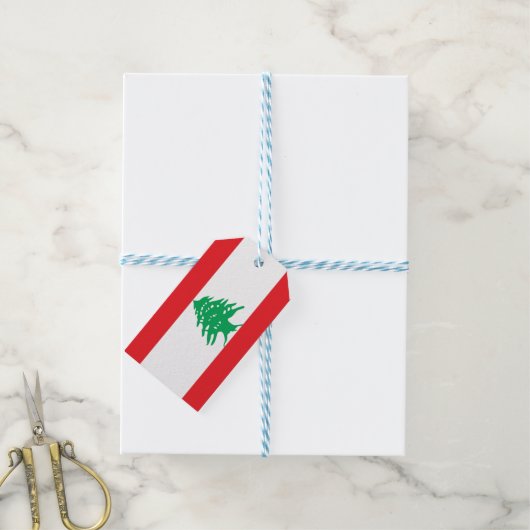 Cadeau Label met vlag van Libanon Cadeaulabel (Met Touw)