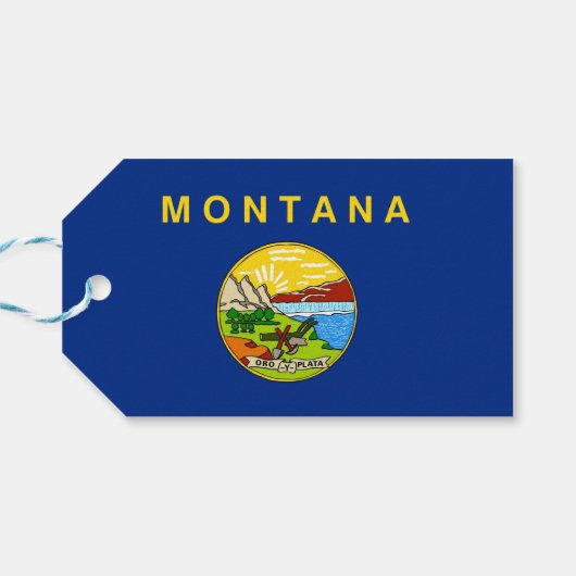 Cadeau Label met vlag van Montana State, Verenigde Cadeaulabel (Achterkant Horizontaal)