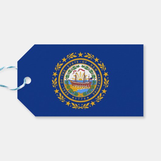 Cadeau Label met vlag van New Hampshire State, Ver Cadeaulabel (Achterkant Horizontaal)