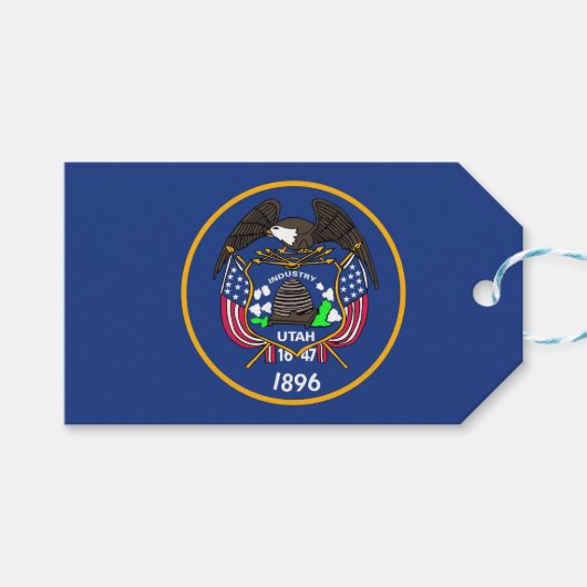 Cadeau Label met vlag van Utah State, Verenigde St Cadeaulabel (Voorkant (Horizontaal))