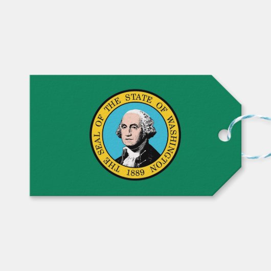 Cadeau Label met vlag van Washington State, Vereni Cadeaulabel (Voorkant (Horizontaal))