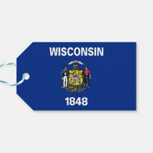 Cadeau Label met vlag van Wisconsin State, Verenig Cadeaulabel