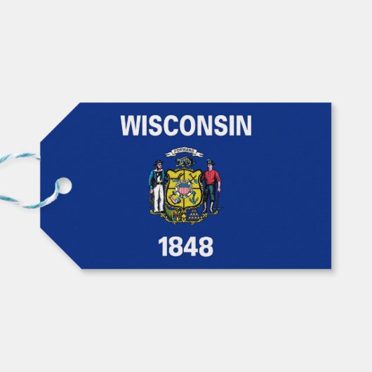 Cadeau Label met vlag van Wisconsin State, Verenig Cadeaulabel (Achterkant Horizontaal)
