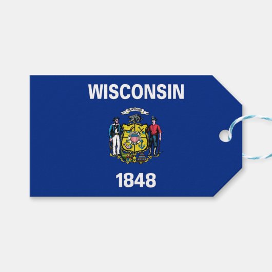 Cadeau Label met vlag van Wisconsin State, Verenig Cadeaulabel (Voorkant (Horizontaal))