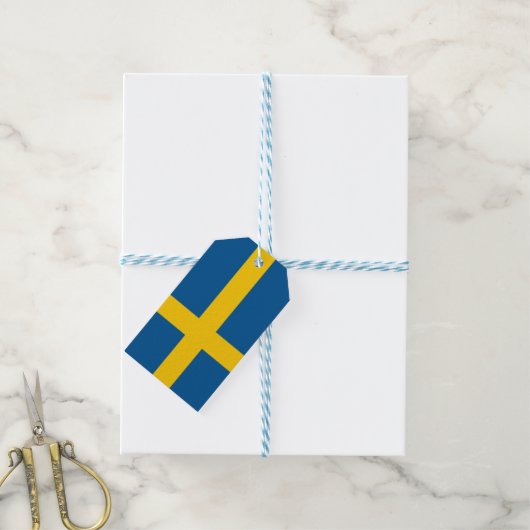 Cadeau Label met vlag van Zweden Cadeaulabel (Met Touw)