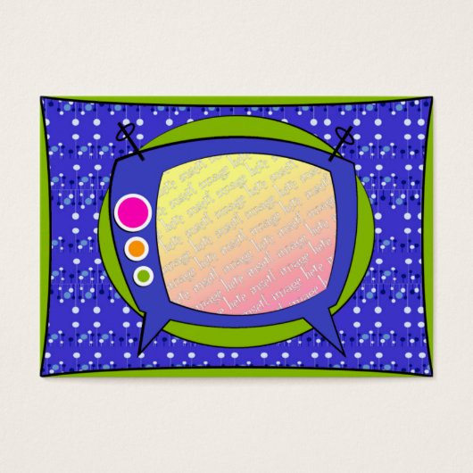 Cadeau Label Sjabloon - Retro TV Visitekaartjes (Voorkant)