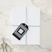 Cadeau Label streep zwart-wit foto aangepaste bewe Cadeaulabel (Met Touw)