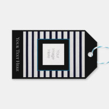 Cadeau Label streep zwart-wit foto aangepaste bewe