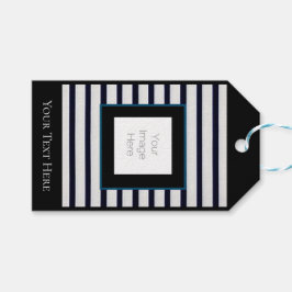 Cadeau Label streep zwart-wit foto aangepaste bewe Cadeaulabel