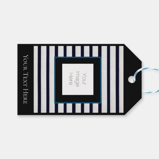 Cadeau Label streep zwart-wit foto aangepaste bewe Cadeaulabel (Voorkant (Horizontaal))