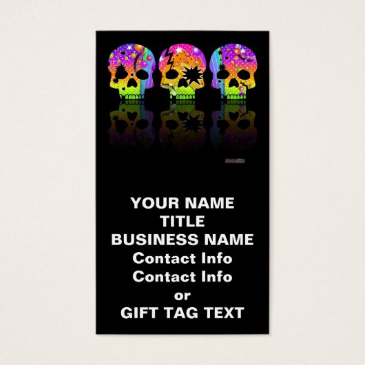 Cadeau Label, Visitekaartje - POP ART SKULLS (Voorkant)