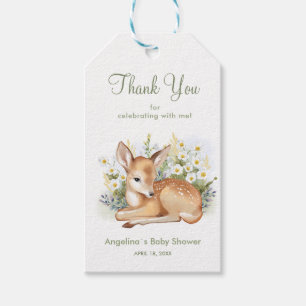 Cadeau Label voor baby shower met schattige fawn. Cadeaulabel