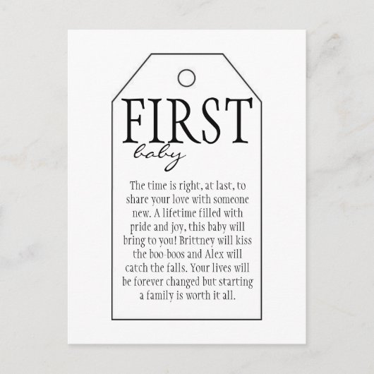 Cadeau Label voor wijnfles - Eerste Baby Briefkaart (Voorkant)