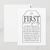 Cadeau Label voor wijnfles - Eerste Dinner Party Briefkaart (Voorkant / Achterkant)