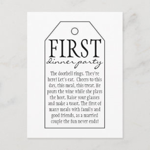 Cadeau Label voor wijnfles - Eerste Dinner Party Briefkaart
