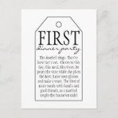 Cadeau Label voor wijnfles - Eerste Dinner Party Briefkaart (Voorkant)