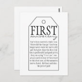 Cadeau Label voor wijnfles - Eerste Jubileum Briefkaart (Voorkant / Achterkant)