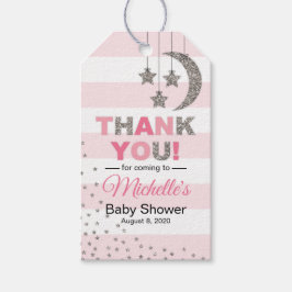 Cadeau labels, baby shower gunst tags roze zilver cadeaulabel