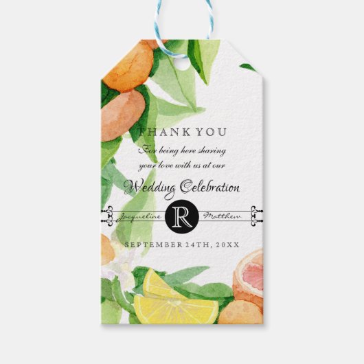 Cadeau Labels Citrus Fruit Rustieke Outdoor Weddin Cadeaulabel (Voorkant)