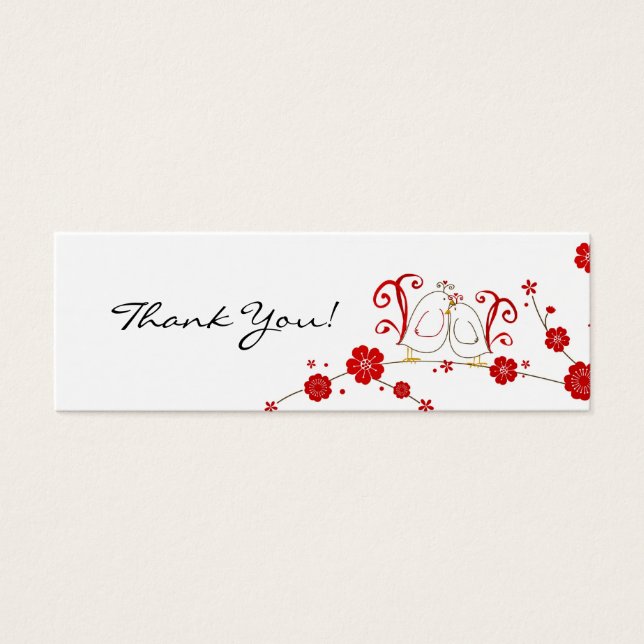 Cadeau Labels, Lovebirds, dank je Mini Visitekaartjes (Voorkant)